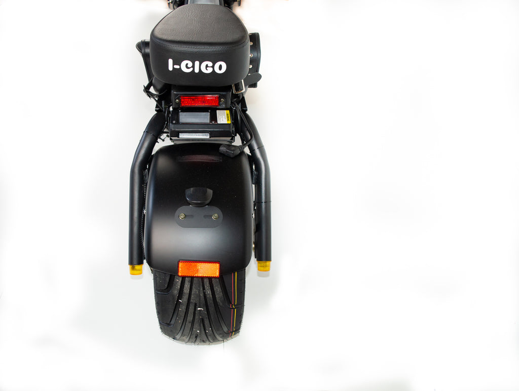 I-CIGO E-chopper e-scooter 2.0,Mat Zwart, Citycoco stadsscooter met blauw kenteken