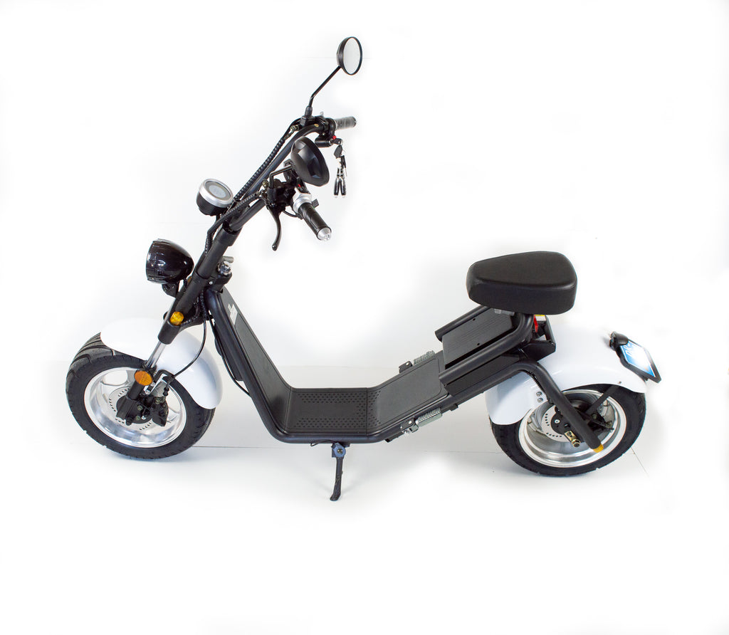 I-CIGO E-scooter 2.0,Wit, Citycoco stadsscooter met blauw kenteken(100% elektrische )