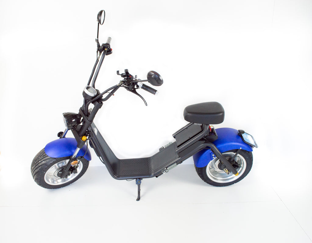 I-CIGO E-scooter 2.0,Mat Blauw, Citycoco stadsscooter met blauw kenteken