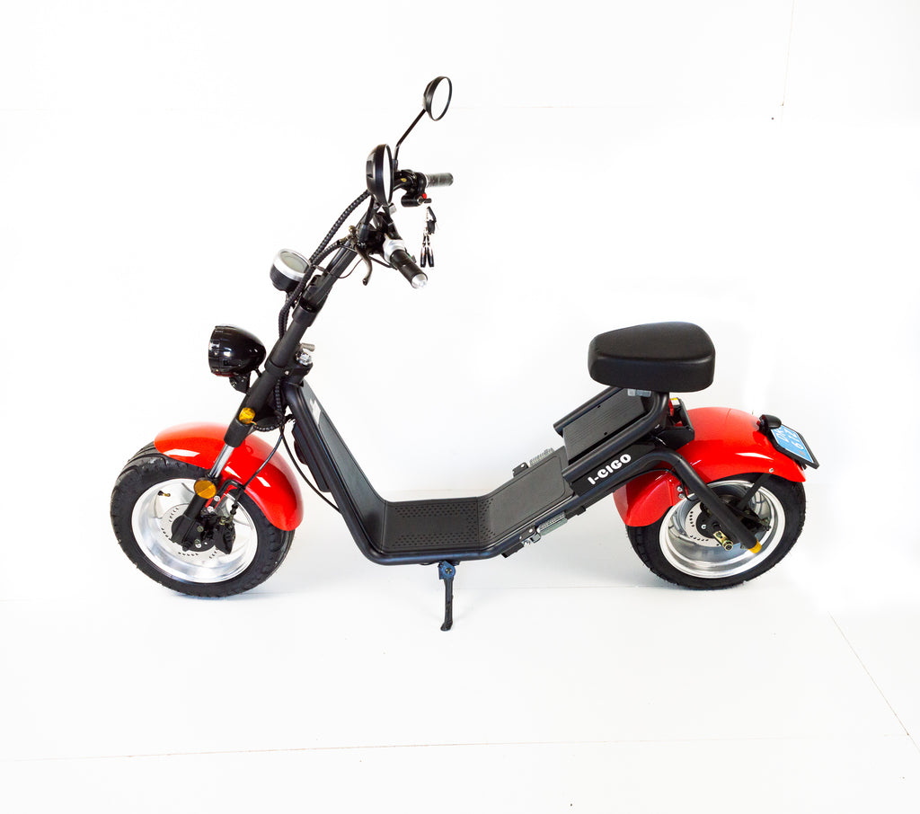 I-CIGO E-scooter 2.0,Rood, Citycoco stadsscooter met blauw kenteken