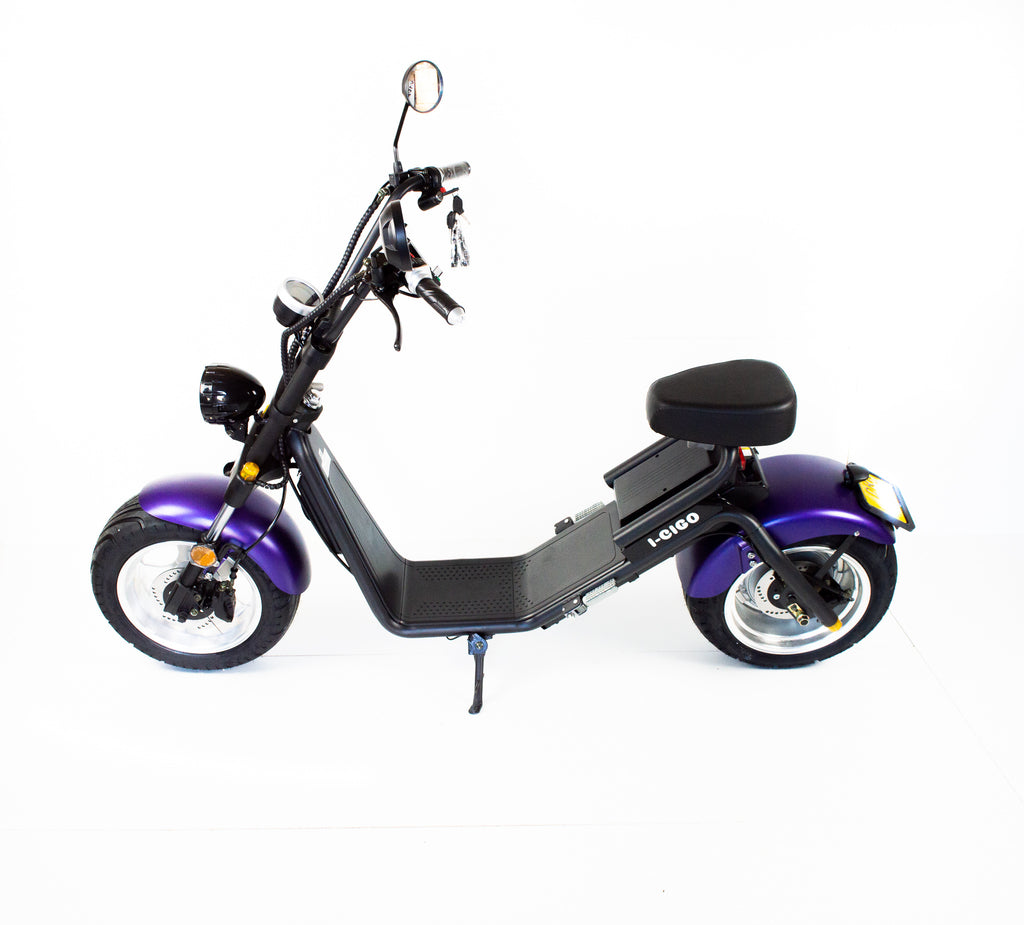 I-CIGO E-scooter 2.0,Paars, Citycoco stadsscooter met  blauw kenteken(100% elektrische )