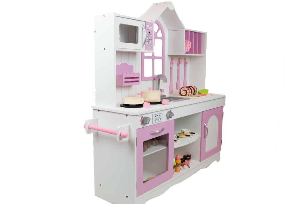 Sava XL 110CM Houten speelgoed keuken,Met Kookgerei & accessoires