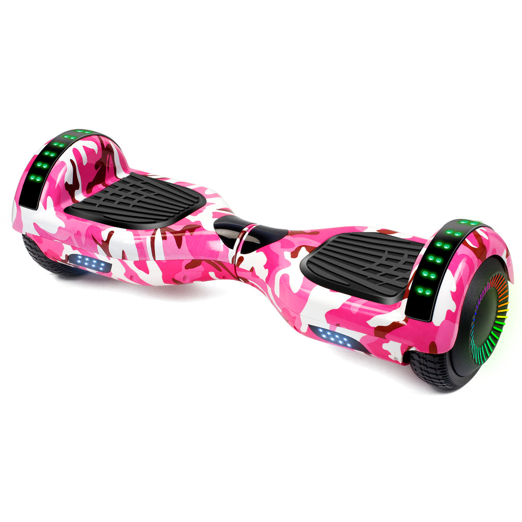 I-CIGO – Flying ant - hoverboard 6.5inch - Bluetooth speaker - Led verlichtingen - Flits wielen - Camouflage Roze