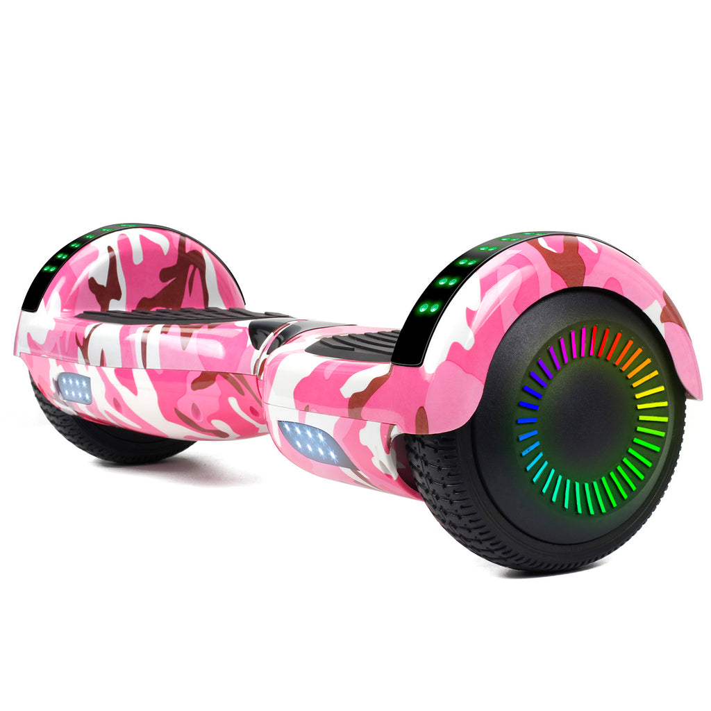 I-CIGO – Flying ant - hoverboard 6.5inch - Bluetooth speaker - Led verlichtingen - Flits wielen - Camouflage Roze