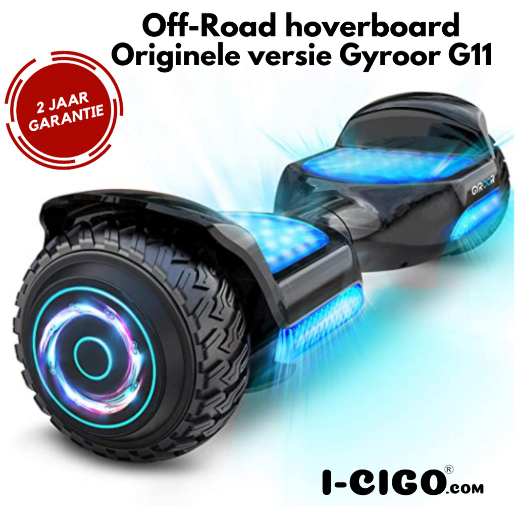 I-CIGO – Originele Gyroor G11- Flits wielen - Off-road hoverboard 6.5inch- UL 2272 hoogste niveau veiligheidskeuringscertificaat – uniek App funcite - Bluetooth speakers- zwart