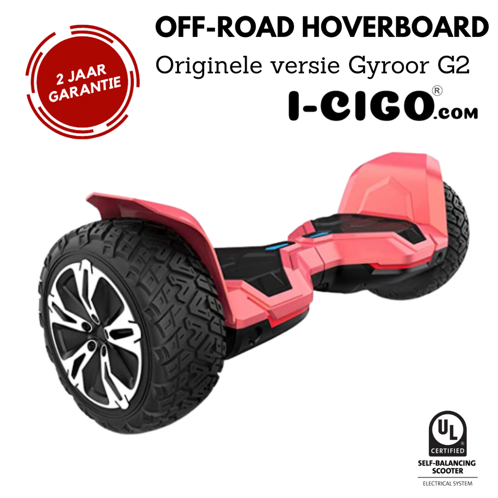 I-CiGo -  Gyroor G2- Off-road hoverboard 8.5inch- UL 2272 hoogste niveau veiligheidskeuringscertificaat – uniek App funcite - Bluetooth speakers.-Mat rood