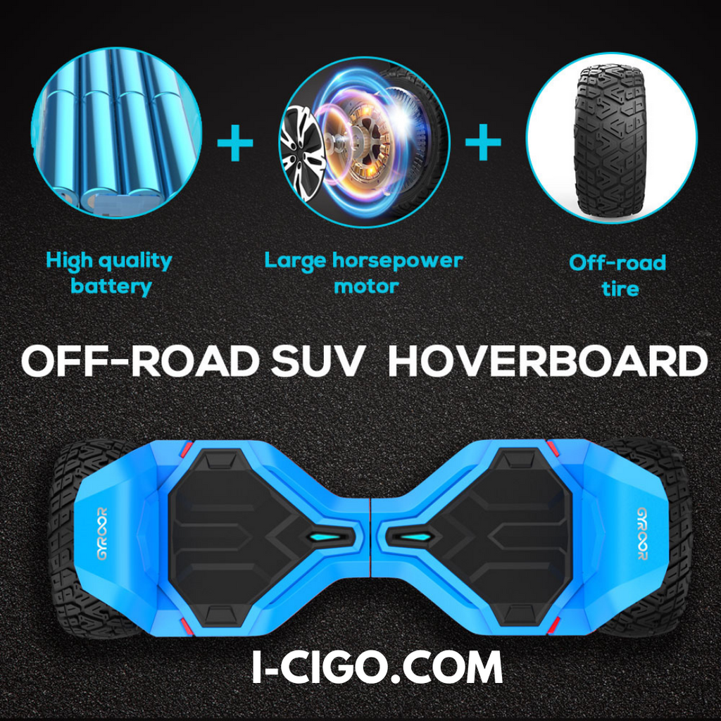 I-CiGo - Gyroor G2 - Off-road hoverboard 8.5inch- UL 2272 hoogste niveau veiligheidskeuringscertificaat – uniek App funcite - Bluetooth speakers.-Blauw