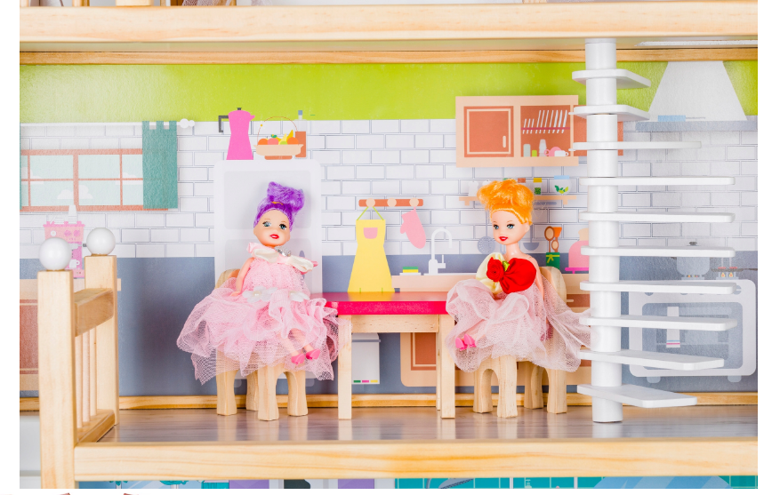 Tootti XXL 120 CM Villa houten poppenhuis -  met meubelen -  poppen